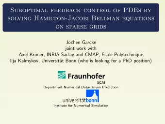 Suboptimal feedback control of PDEs by  solving Hamilton-Jacobi Bellman equations  on sparse grids
