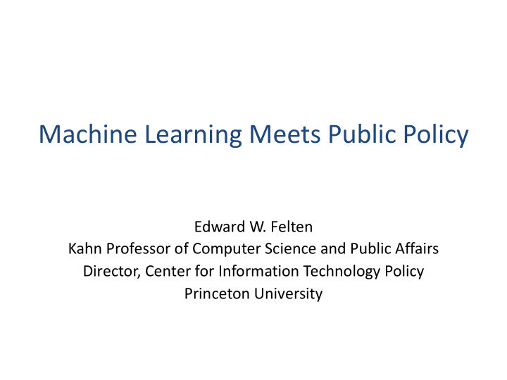 machine learning meets public policy