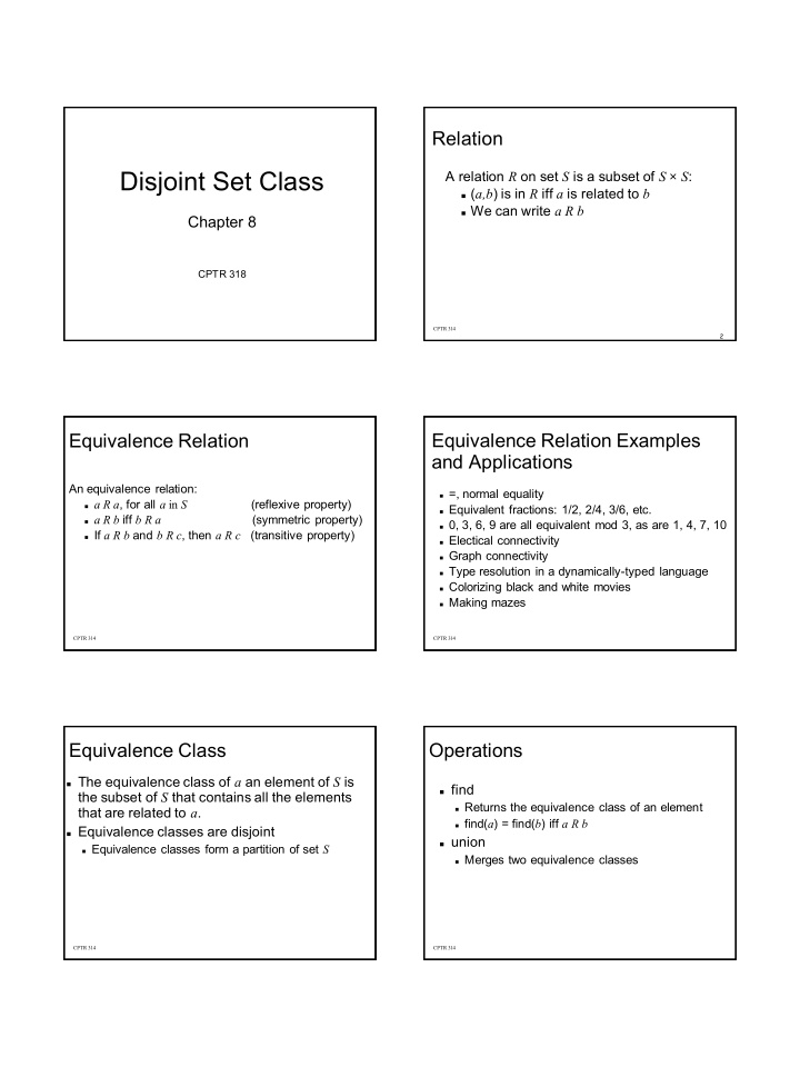 disjoint set class