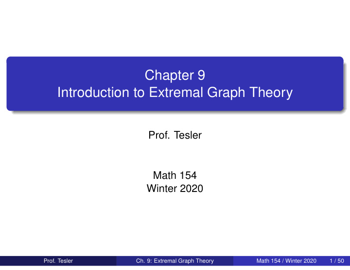 chapter 9 introduction to extremal graph theory