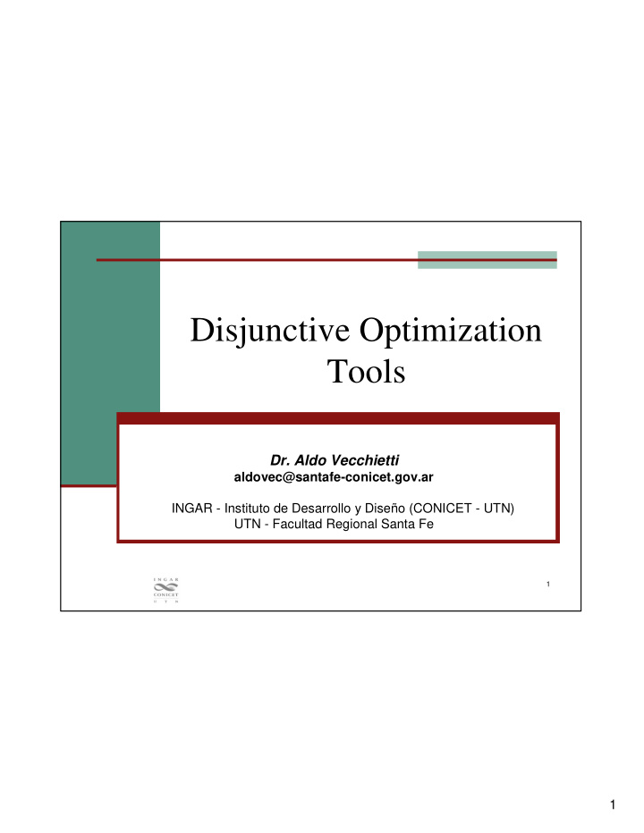 disjunctive optimization tools