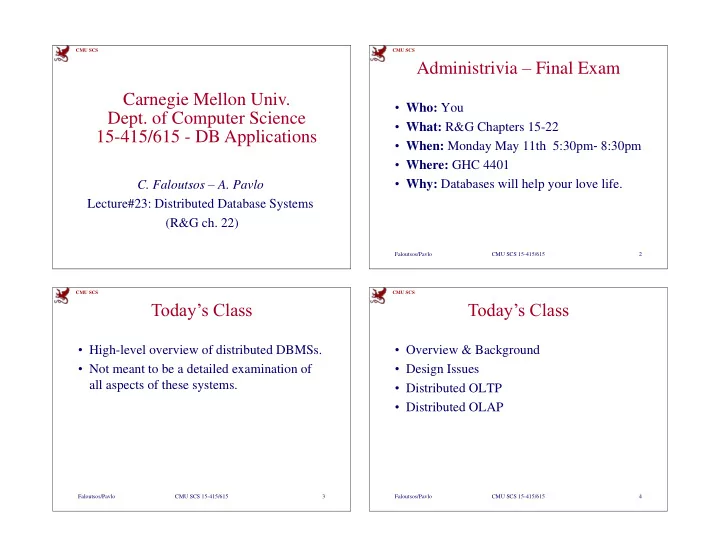 administrivia final exam