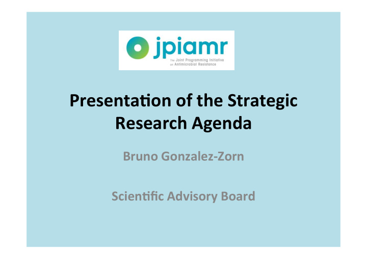 presenta on of the strategic research agenda