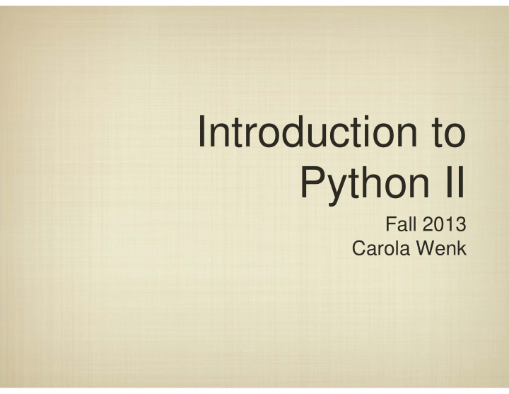 introduction to python ii