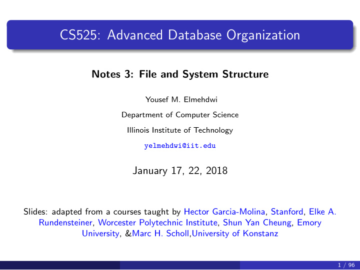 cs525 advanced database organization