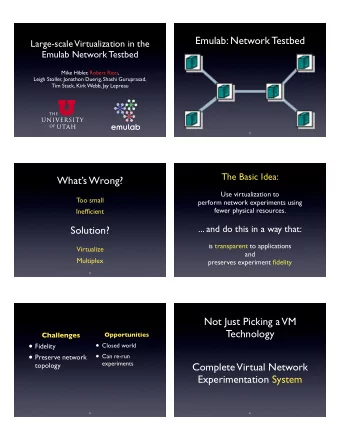 &lt;virtualization&gt;  Feedback-directed emulation  IP address assignment  Scalable