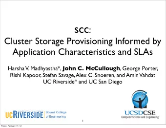 Provisioning Hardware for  Cluster Applications  2  Friday, February 17, 12  Provisioning Hardware