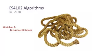 CS4102 Algorithms  Fall 2020  Workshop 2:  Recurrence Relations  Where does it end?  I have a