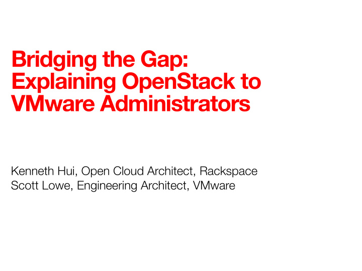 bridging the gap explaining openstack to vmware