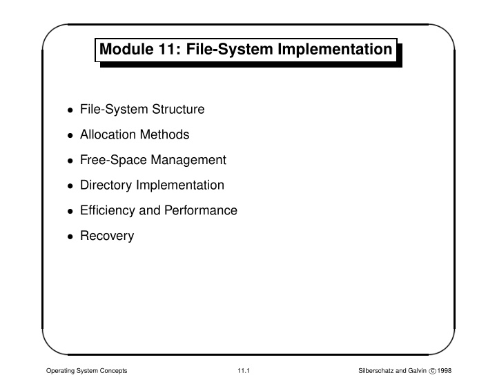 module 11 file system implementation