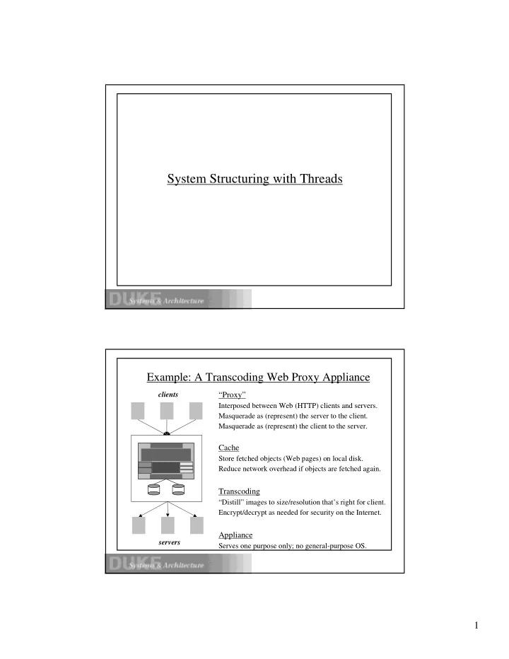system structuring with threads
