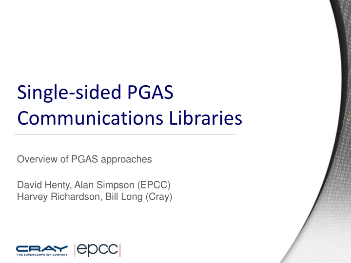 single sided pgas communications libraries