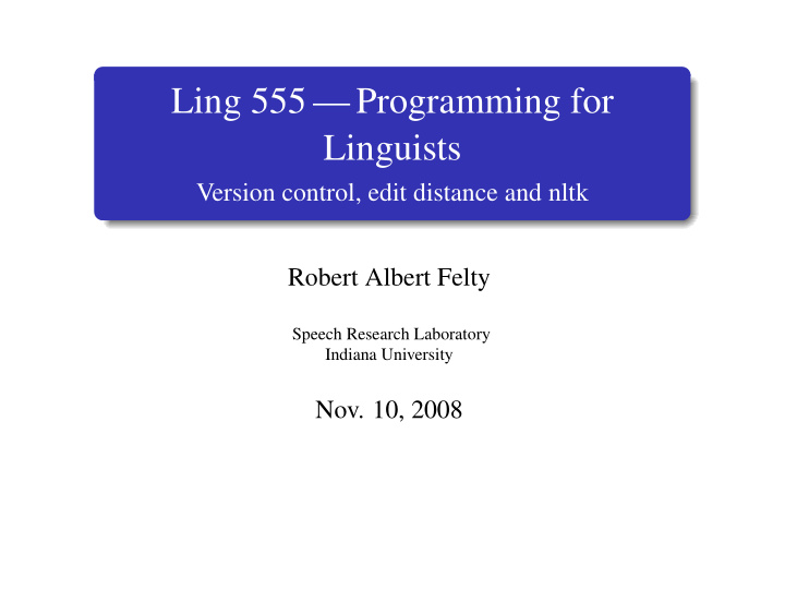 ling 555 programming for linguists