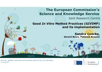 The European Commissions  Science and Knowledge Service  Joint Research Centre Good In Vitro