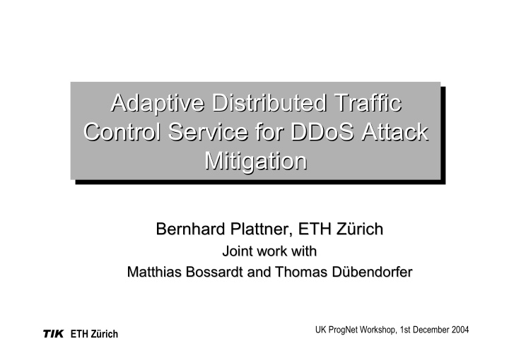 adaptive distributed distributed traffic traffic adaptive