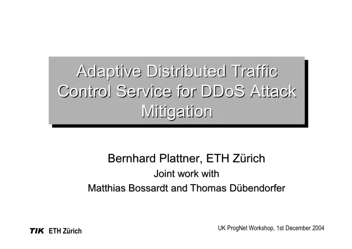adaptive distributed distributed traffic traffic adaptive
