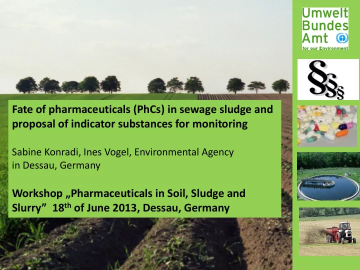 fate of pharmaceuticals phcs in sewage sludge and