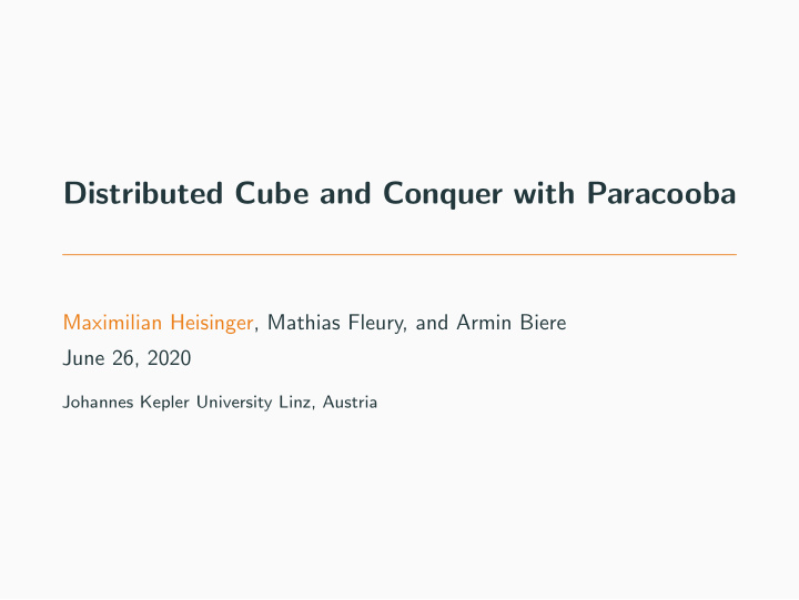 distributed cube and conquer with paracooba