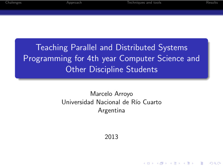 teaching parallel and distributed systems programming for