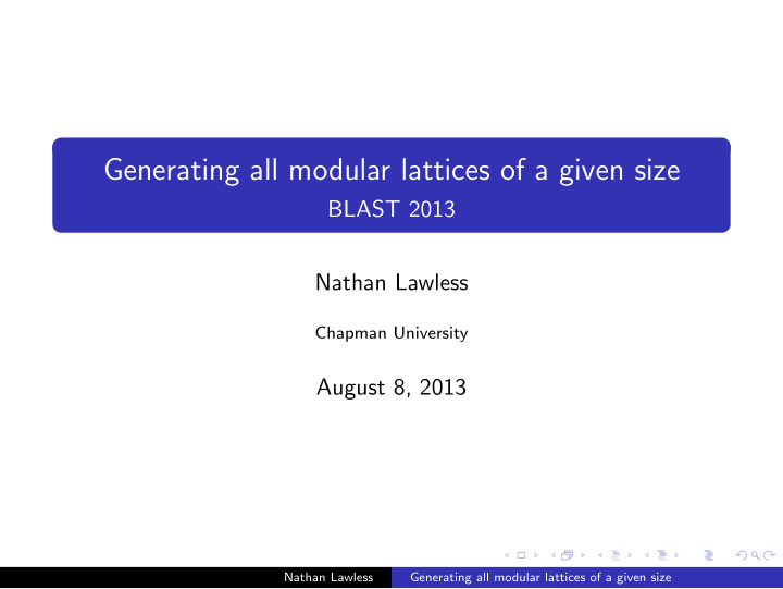 generating all modular lattices of a given size