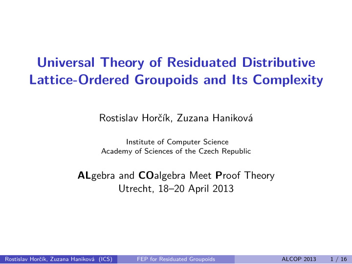 universal theory of residuated distributive lattice