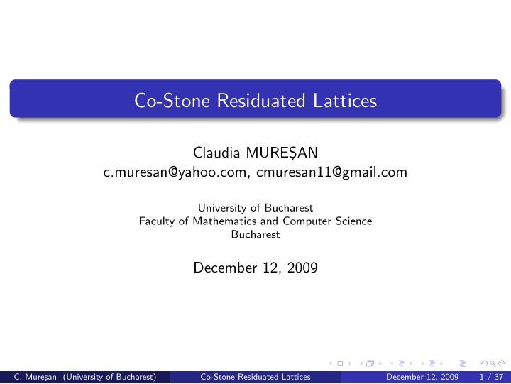 co stone residuated lattices