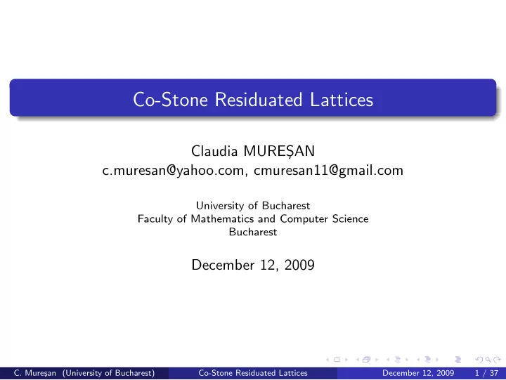 co stone residuated lattices