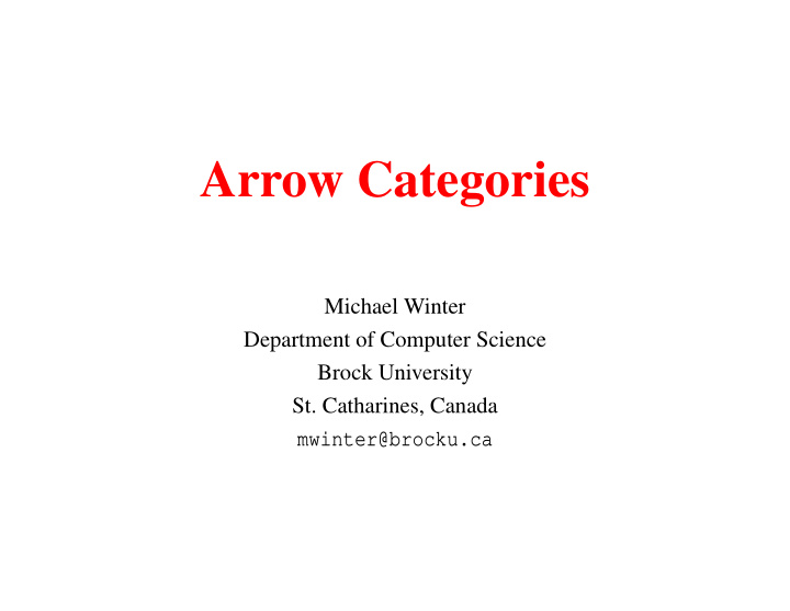 arrow categories