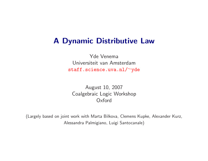 a dynamic distributive law