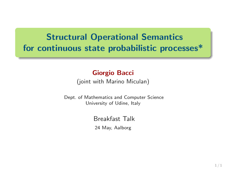 structural operational semantics for continuous state