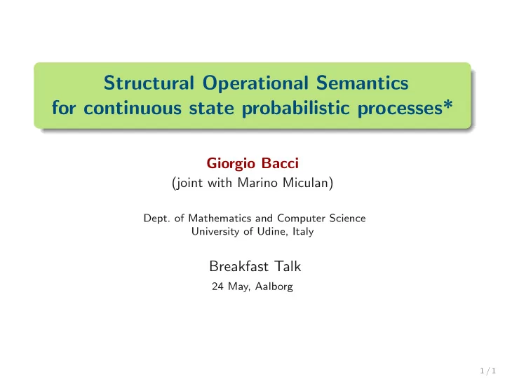 structural operational semantics for continuous state