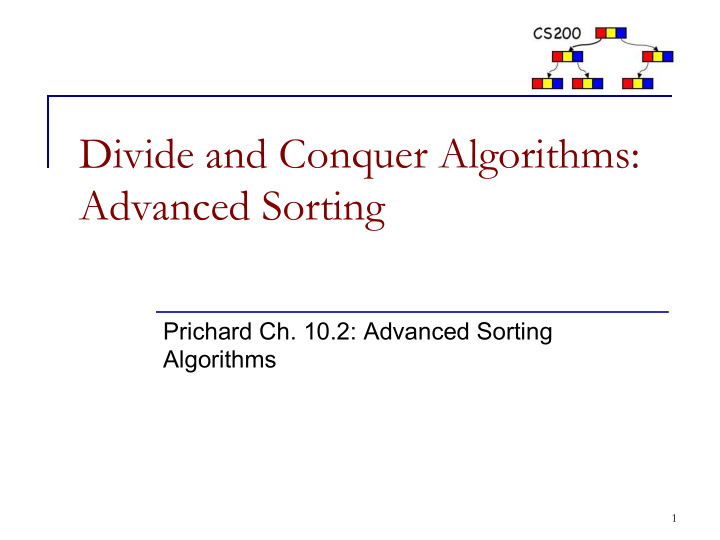 divide and conquer algorithms advanced sorting