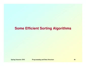 Some Efficient Sorting Algorithms  Spring Semester 2011  Programming and Data Structure  46  Two