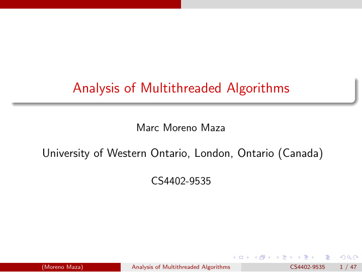 analysis of multithreaded algorithms