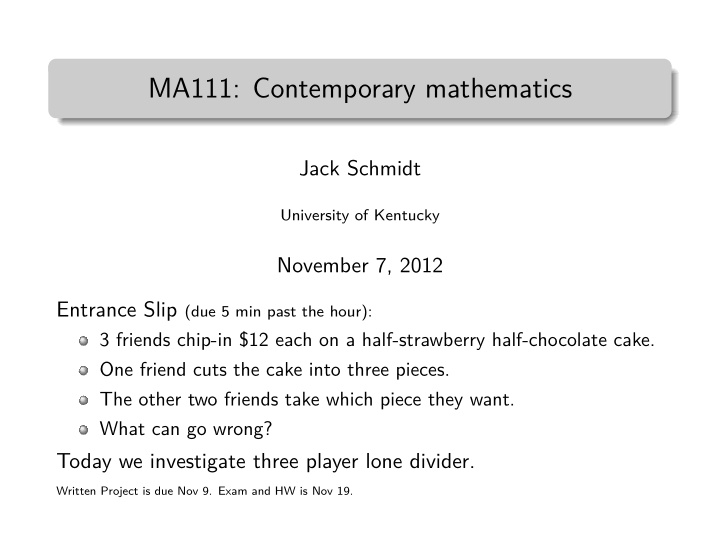 ma111 contemporary mathematics