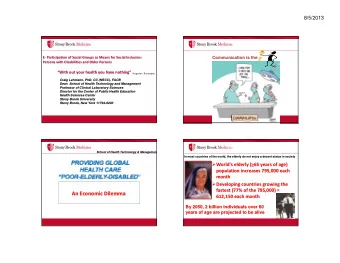 Worlds Aging Population  School of Health Technology &amp; Management  School of Health