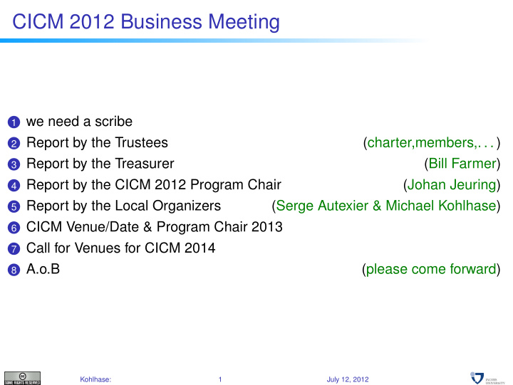 cicm 2012 business meeting