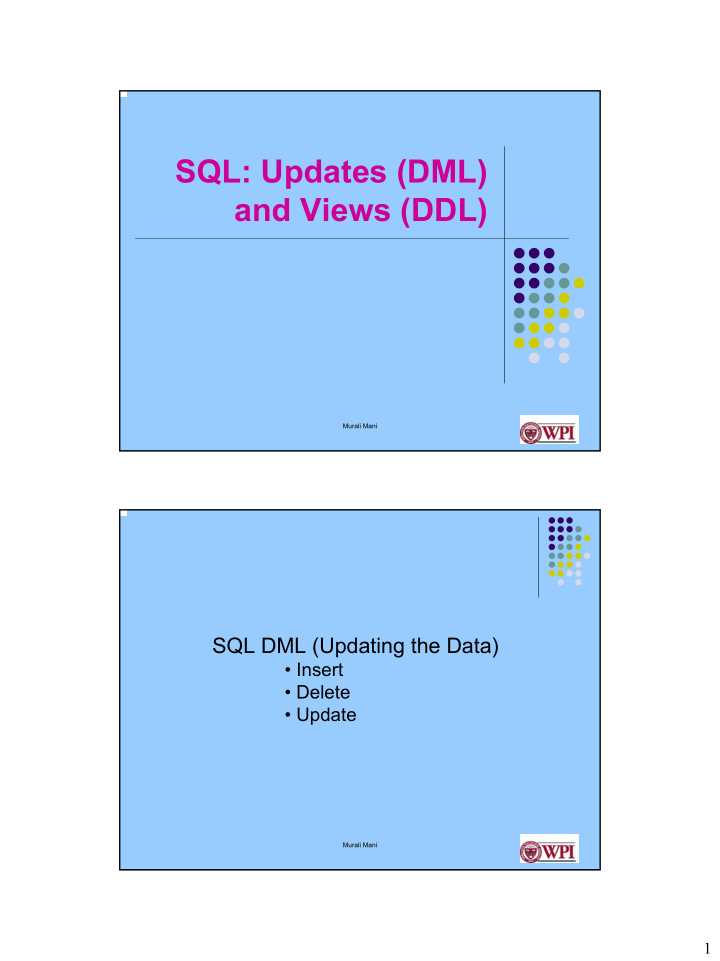 sql updates dml and views ddl