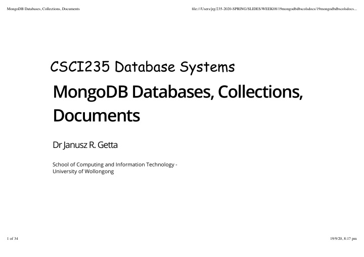 mongodb databases collections documents