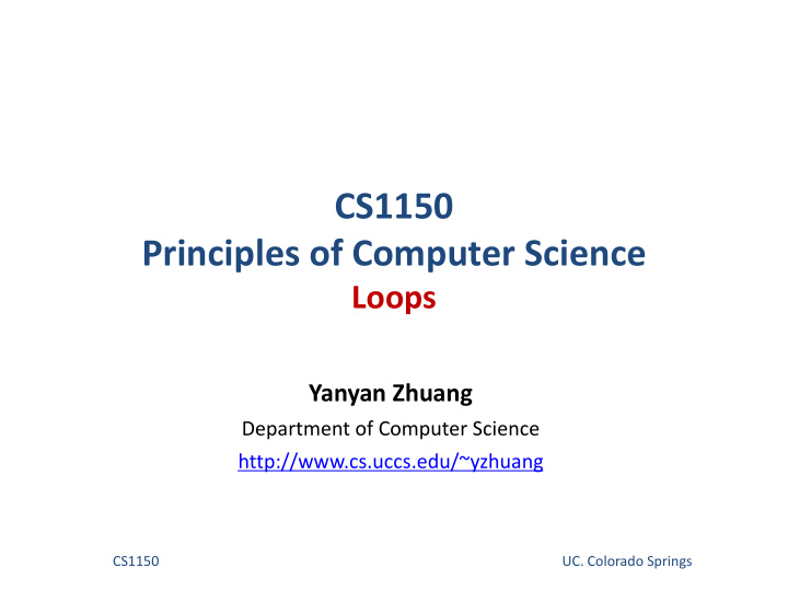 cs1150 principles of computer science