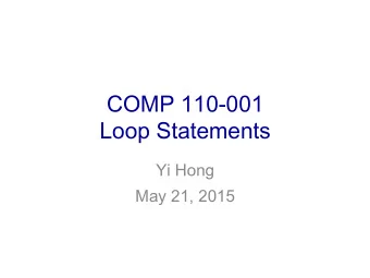 COMP 110-001  Loop Statements  Yi Hong  May 21, 2015  Announcements  Grades of Lab 0 were