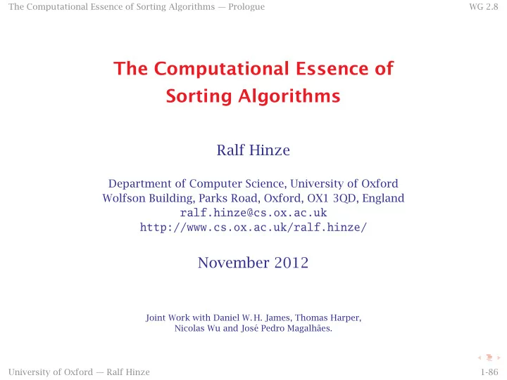 the computational essence of sorting algorithms
