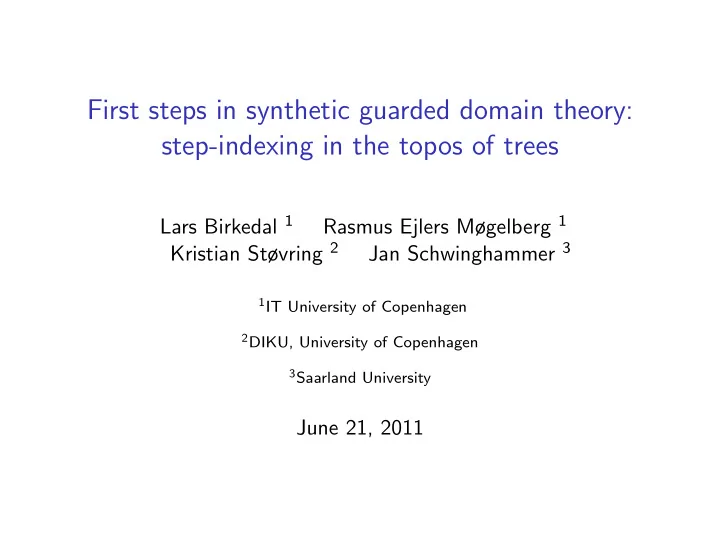 first steps in synthetic guarded domain theory step