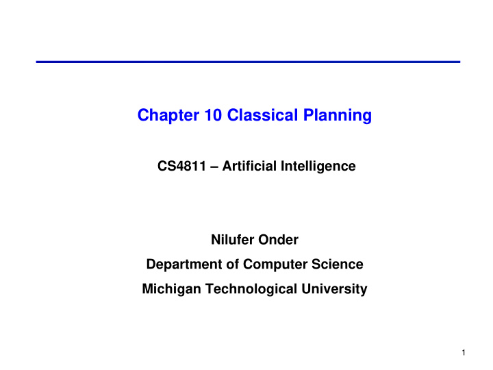chapter 10 classical planning