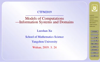 t    Introduction  f  Continuities of posets . . .  Models