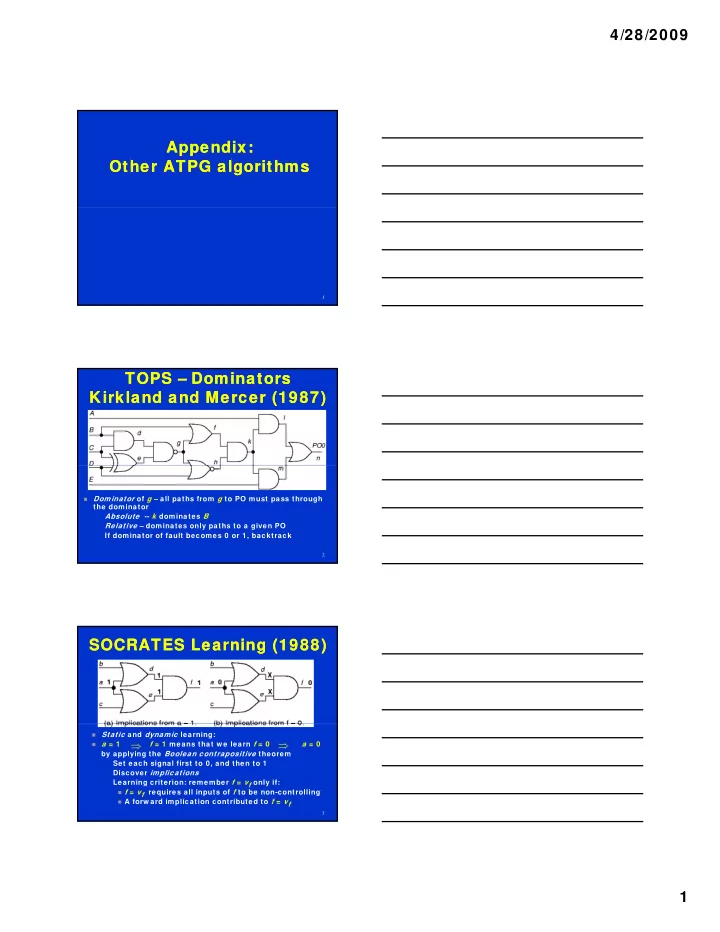 appendix appendix other atpg algorithms other atpg