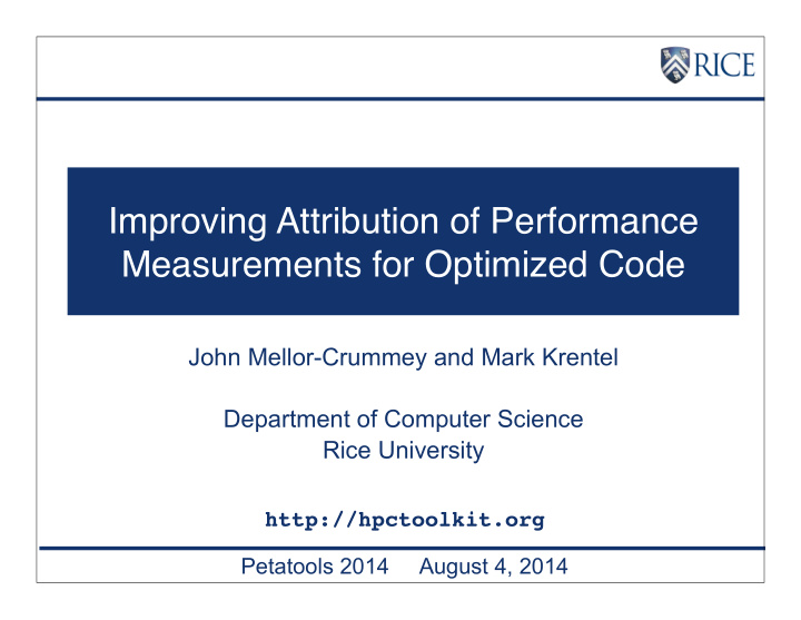 improving attribution of performance measurements for