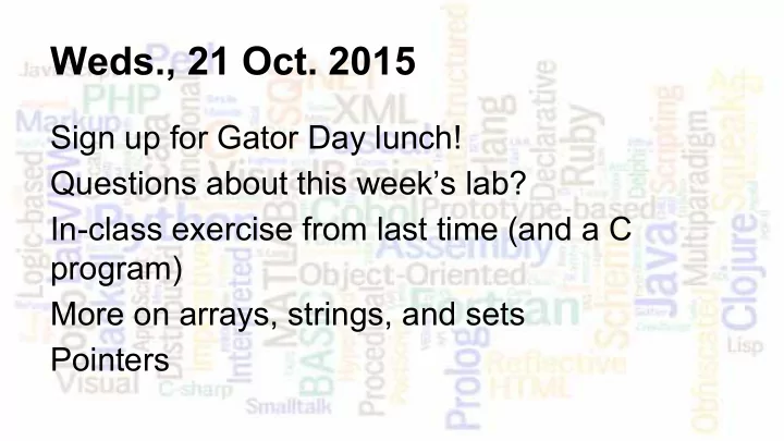 weds 21 oct 2015