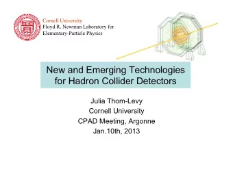 New and Emerging Technologies  for Hadron Collider Detectors  Julia Thom-Levy  Cornell University