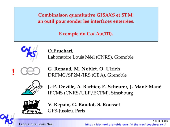 drfmc sp2m irs cea grenoble j p deville a barbier f